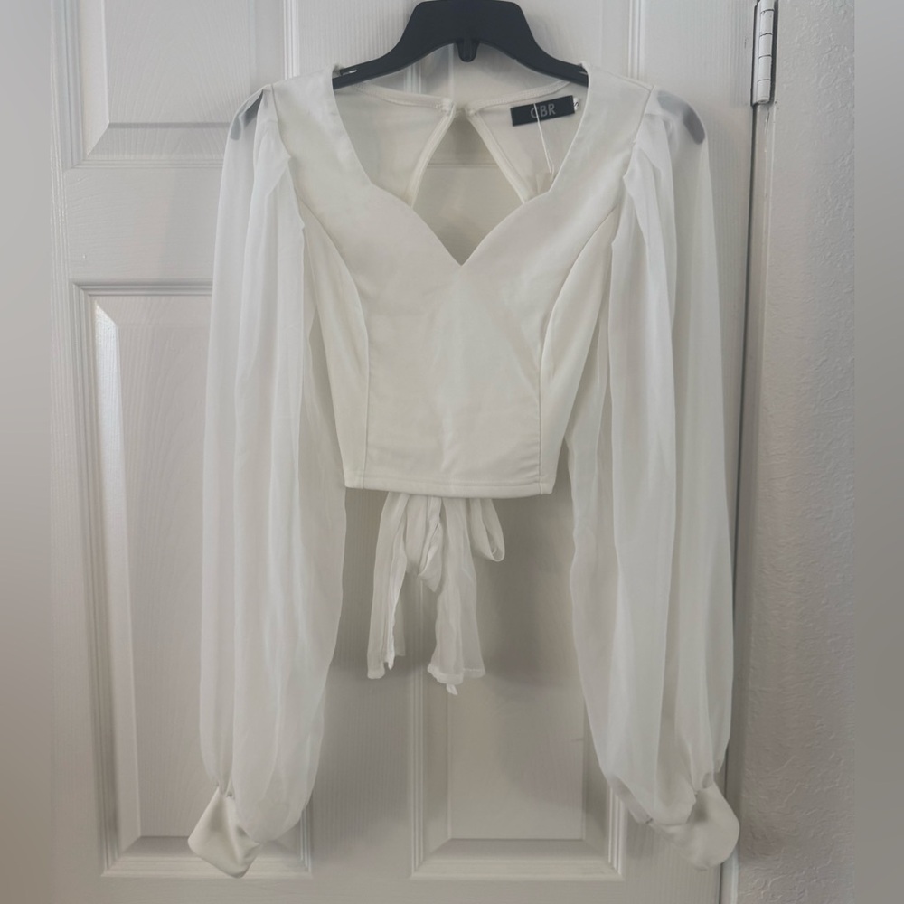 CBR White Chiffon Long Sleeve Blouse